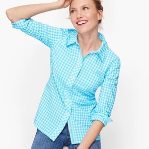 Women's Blue Gingham Button-Up Shirt